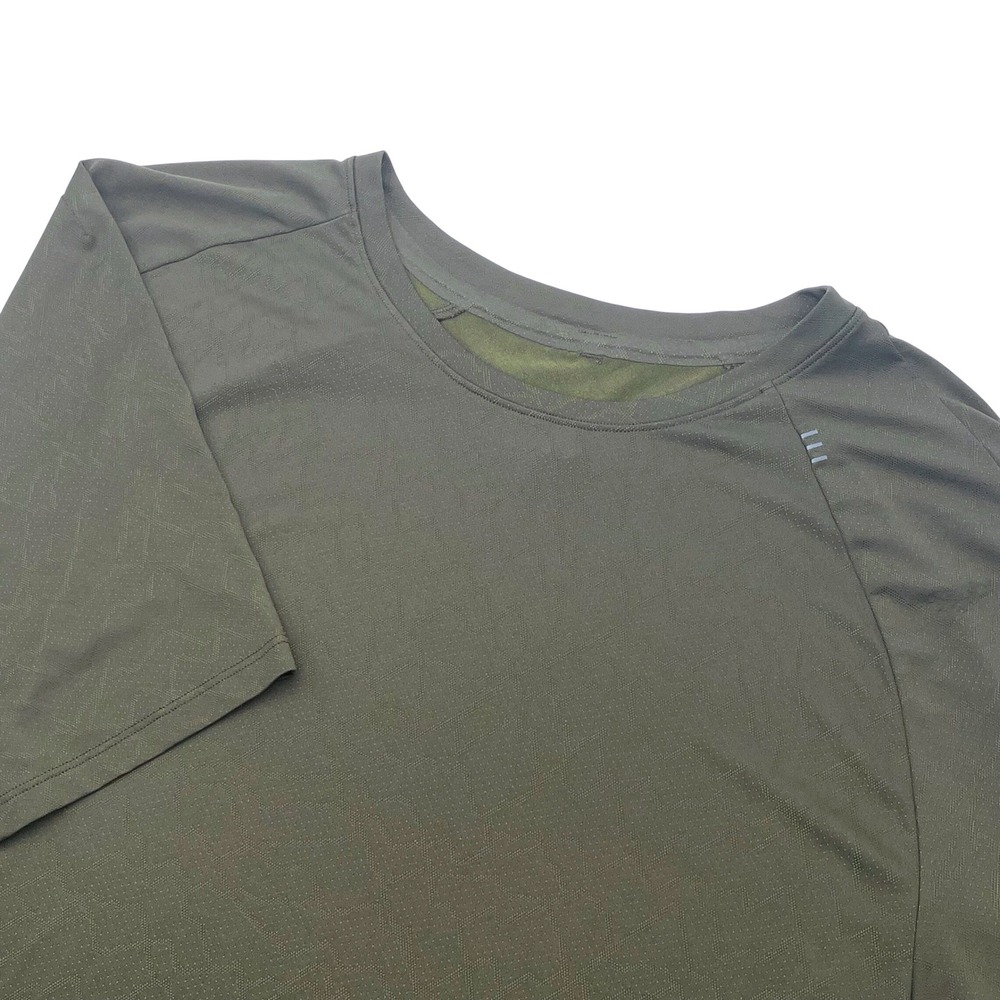 Lululemon Metal Vent Tech Short Sleeve Shirt Olive Green Geometric Men XL